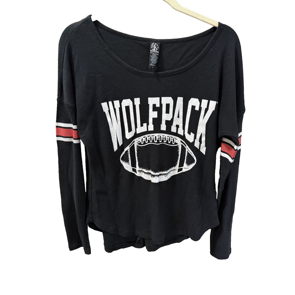 Wolfpack Women's Size L Waffle Weave T-Shirt NC State University Football